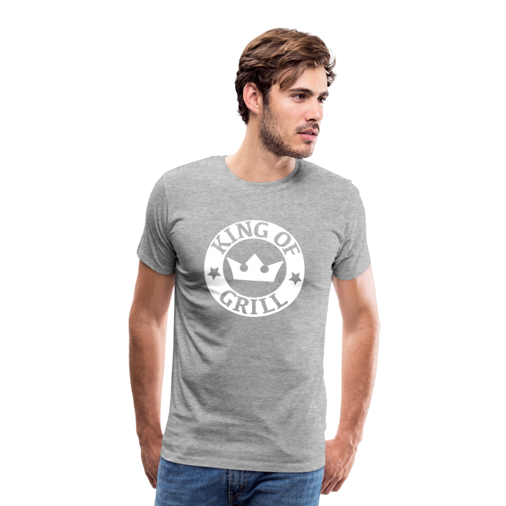 Männer Premium T-Shirt KING OF GRILL - Grau meliert