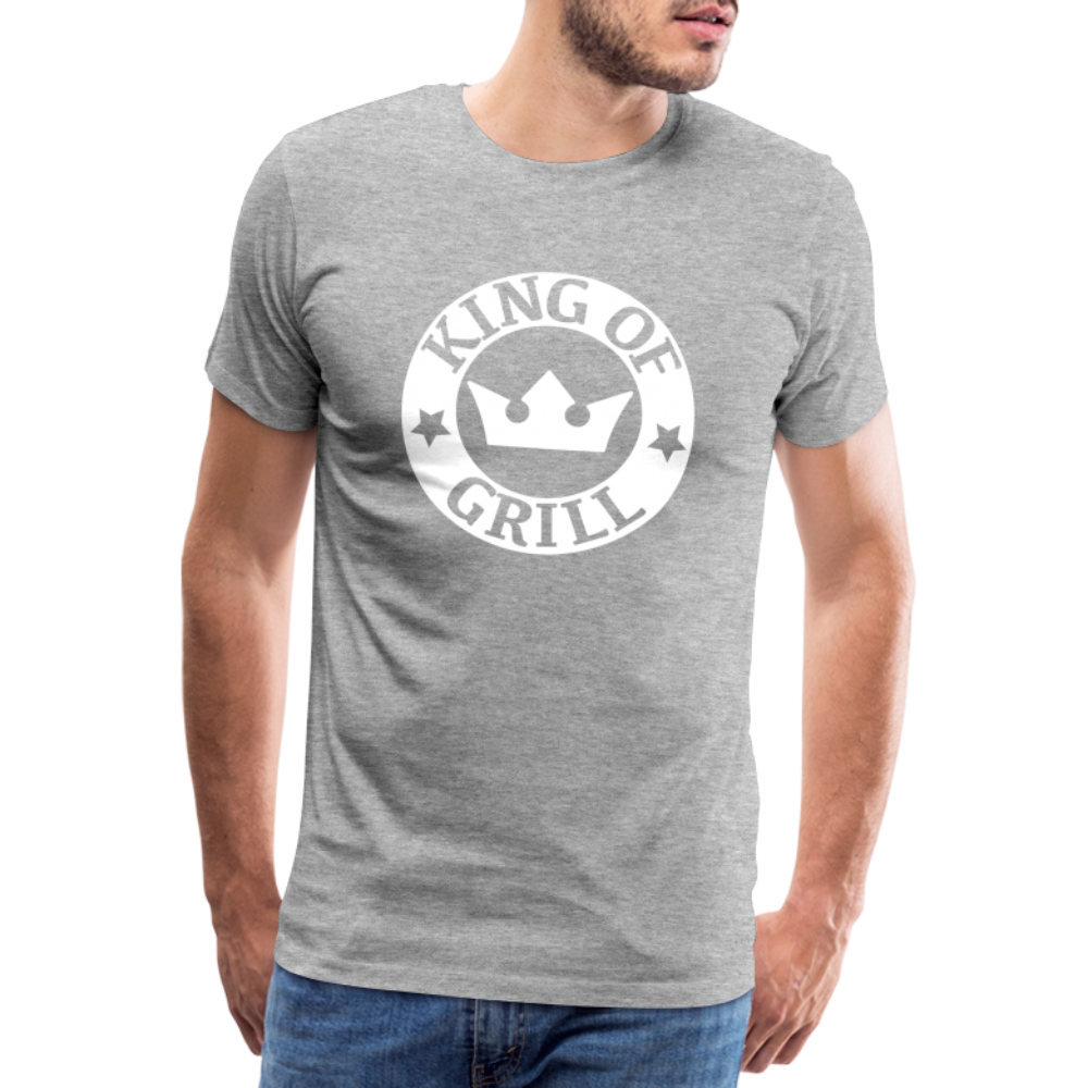 Männer Premium T-Shirt KING OF GRILL - Grau meliert