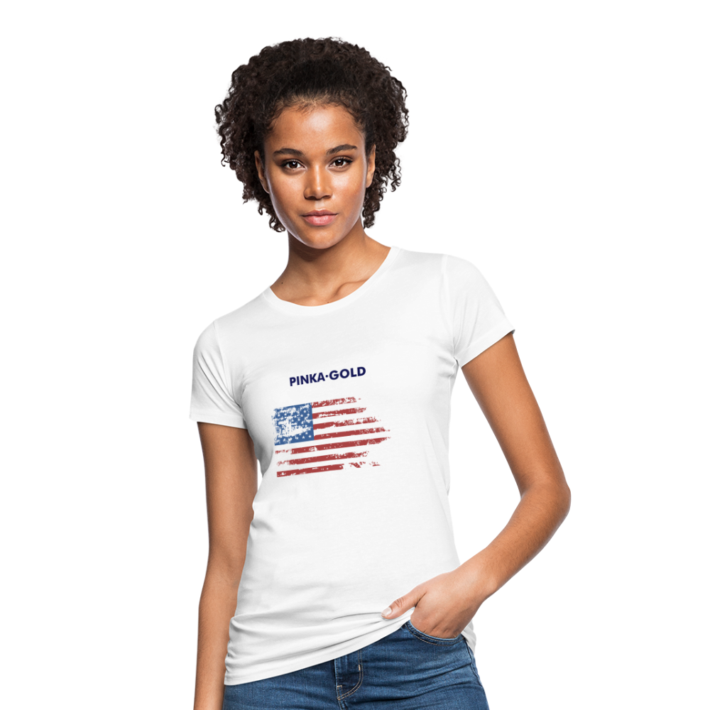 Frauen BIO-T-Shirt US-Flag - weiß