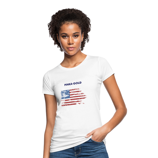 Frauen BIO-T-Shirt US-Flag - weiß