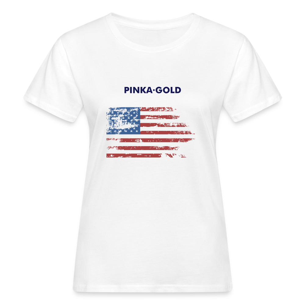 Frauen BIO-T-Shirt US-Flag - weiß