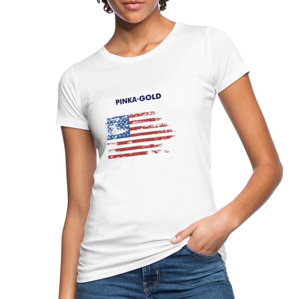 Frauen BIO-T-Shirt US-Flag - weiß