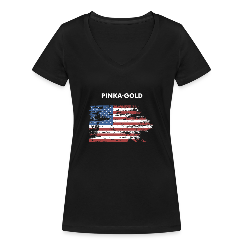 Frauen BIO-T-Shirt US Flag - Schwarz