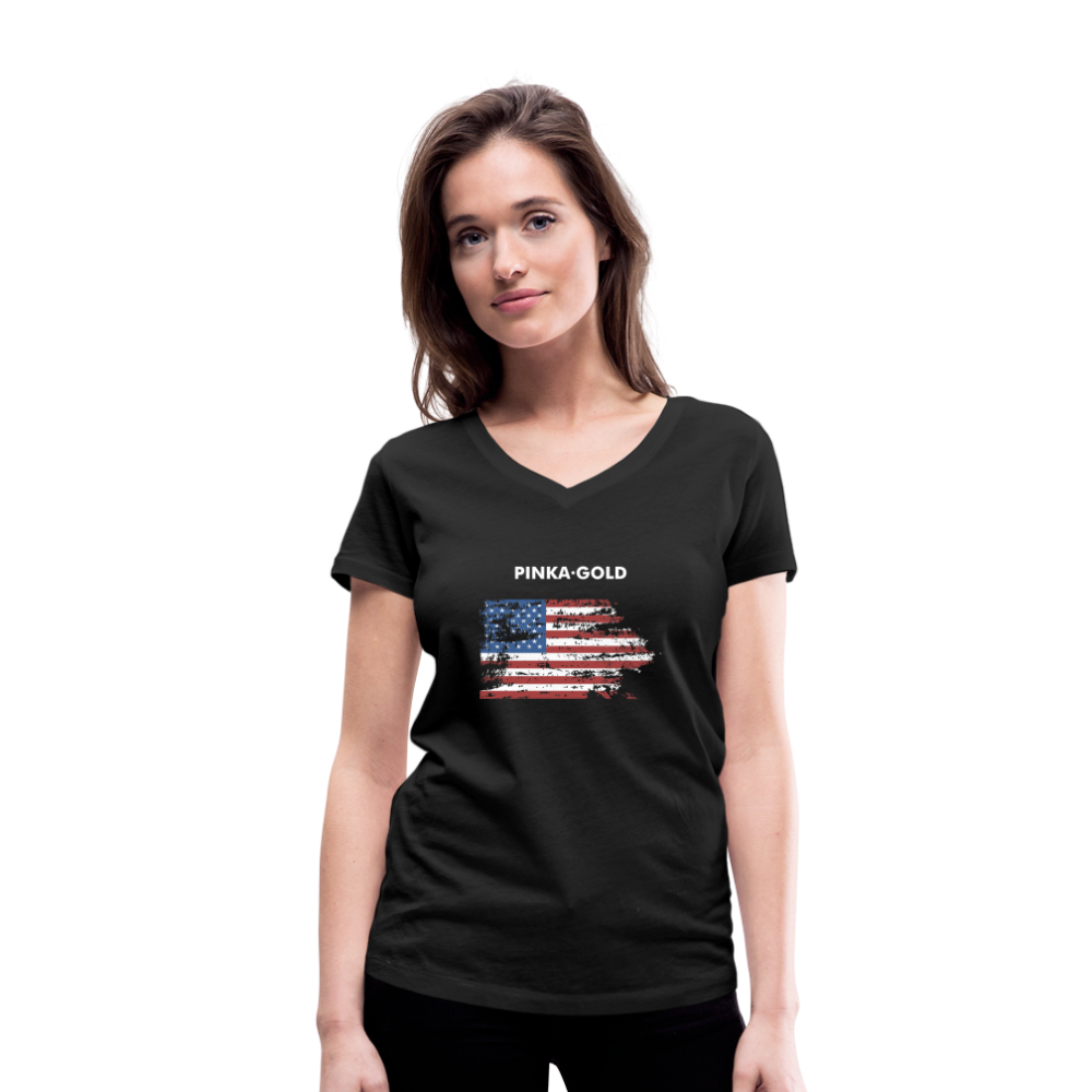 Frauen BIO-T-Shirt US Flag - Schwarz