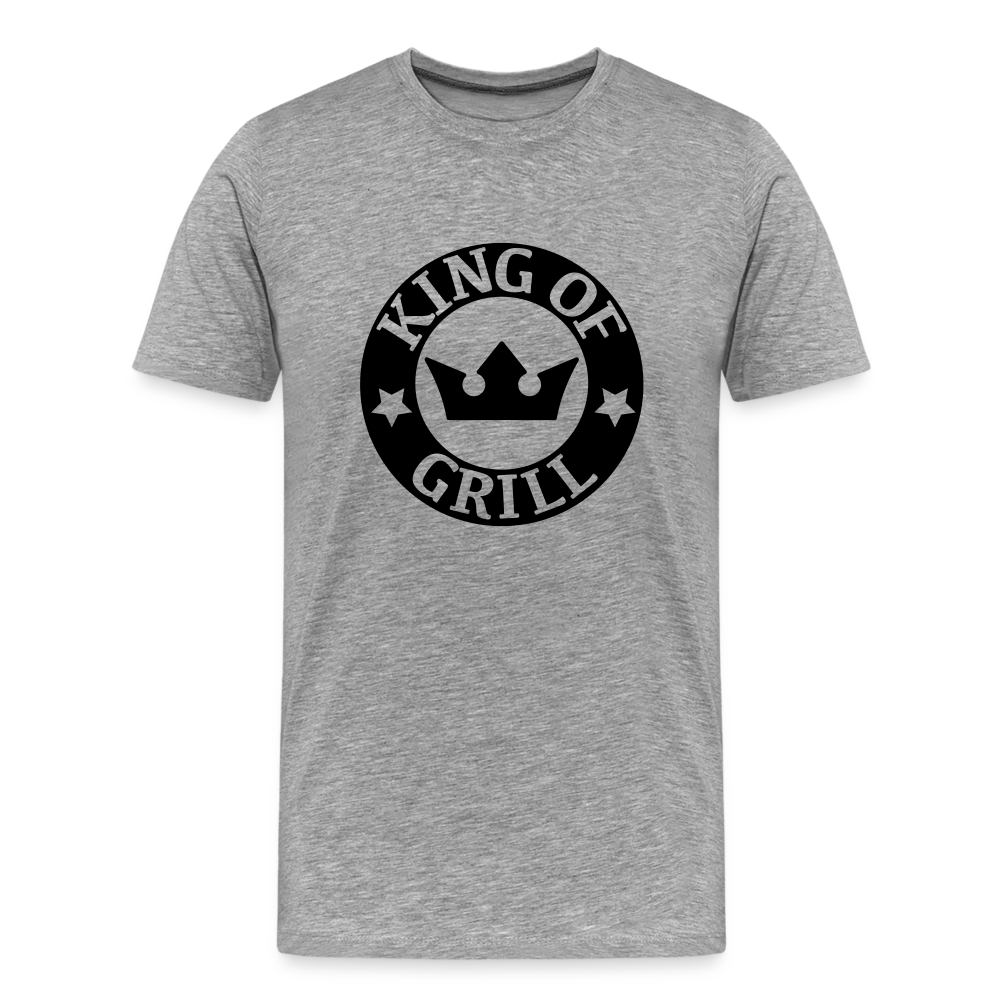 Männer Premium T-Shirt KING OF GRILL - Grau meliert