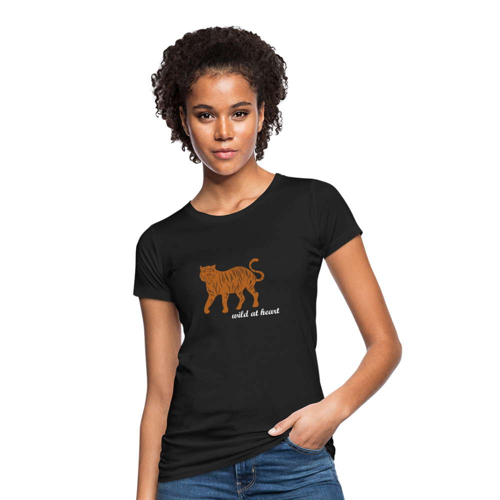 Frauen Bio-T-Shirt Topical Tiger - Schwarz