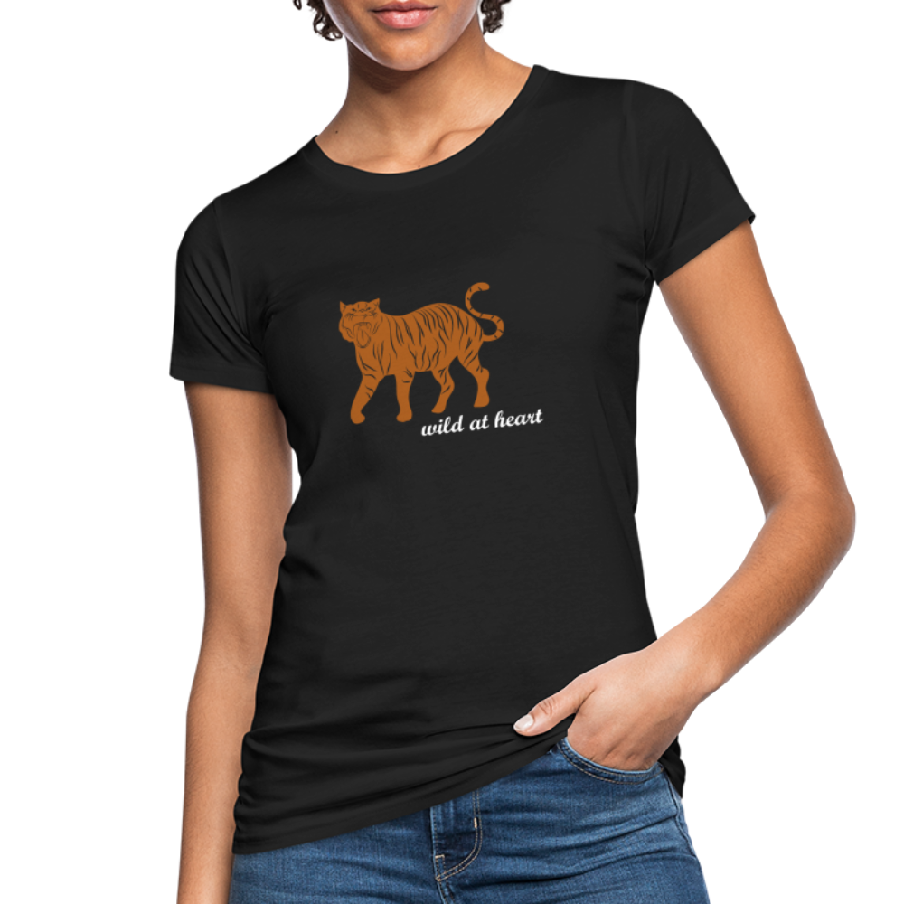 Frauen Bio-T-Shirt Topical Tiger - Schwarz