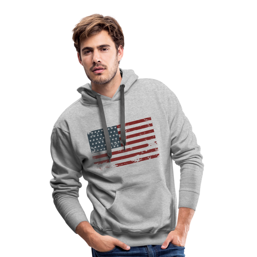 Men’s Premium Hoodie USA FLAG - Grau meliert